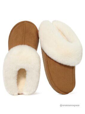 Faux Suede Faux Fur Memory Foam Slippers Comfortable Warm Shoes